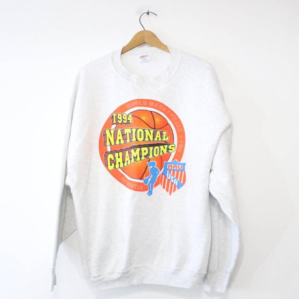 Vintage 1994 AAU Girls Basketball National Champions Sweatshirt Gray XXL